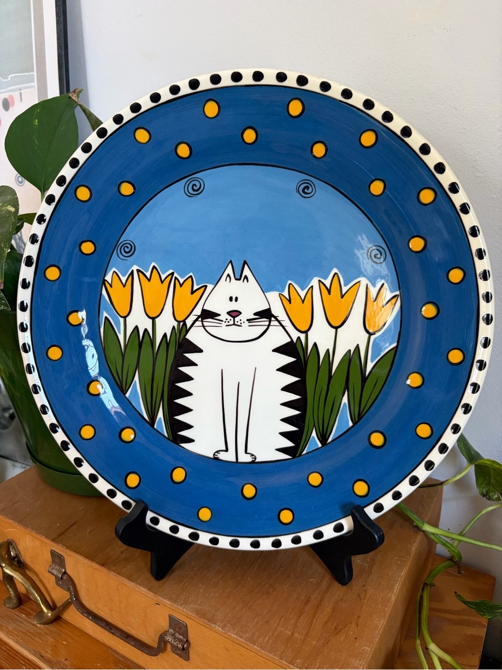 Vintage Catfish Moon Ceramic Serving Tray